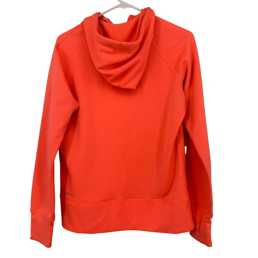 Nike Therma-FIT Womens Full Zip Hoodie Neon Orange Coral Fleece‎ Jacket Medium